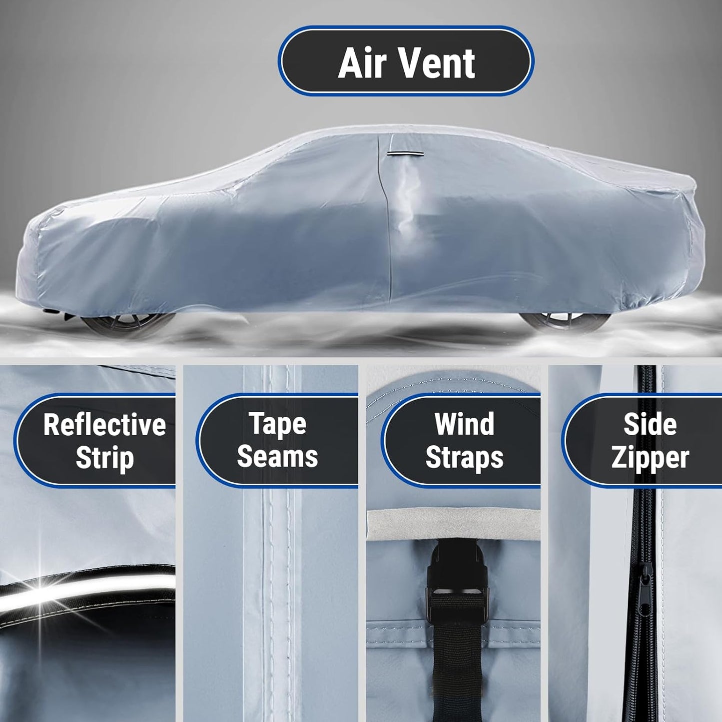 iCarCover Premium Car Cover for 1964-1967 Chevy Chevelle Wagon Heavy Duty Waterproof All Weather Automobiles Custom Fit Indoor Outdoor UV Snow Protection Covers with Straps and Bag