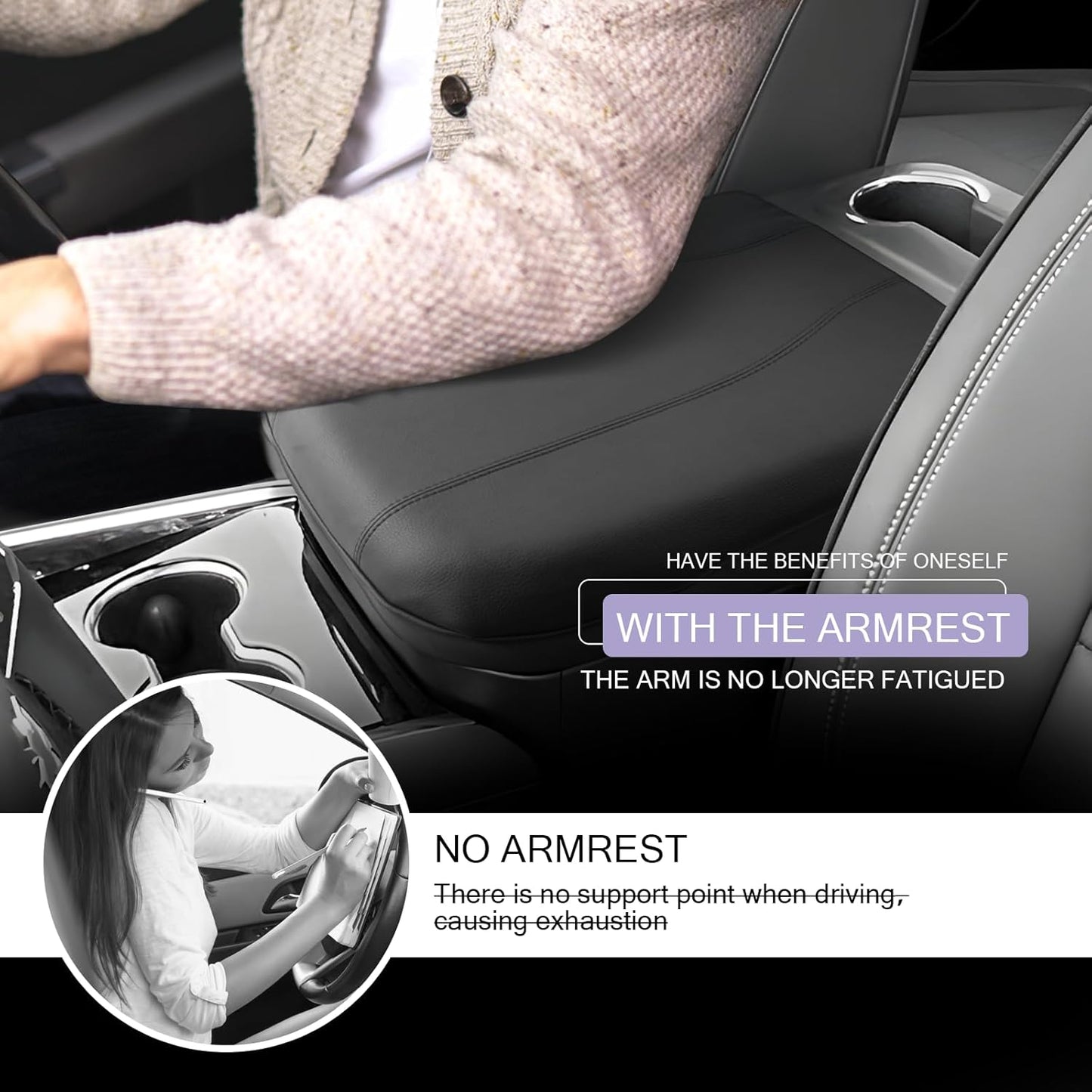 LUWU 2025 Suburban Tahoe Center Console Cover Compatible with 2025 Chevrolet Suburban Tahoe Accessories 2025 Chevy Suburban Tahoe Armrest Cover Armrest Console Cover (Thin Black)