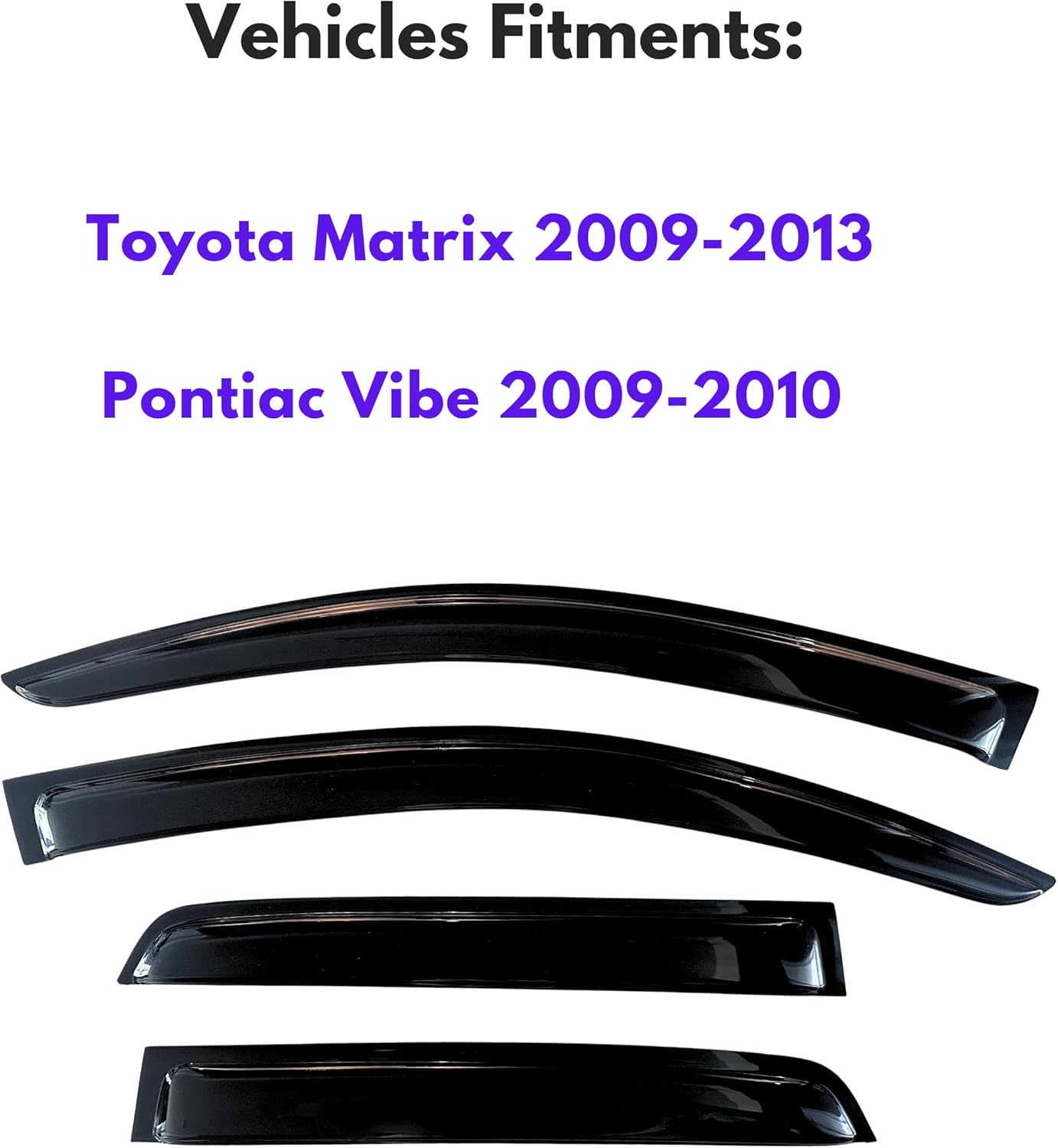 KPY Window Visor Compatible with Toyota Matrix 2009-2013 & Pontiac Vibe 2009-2010, Rain Guard Window Vent Deflectors Tape-On Style, 2009 2010 2011 2012 2013