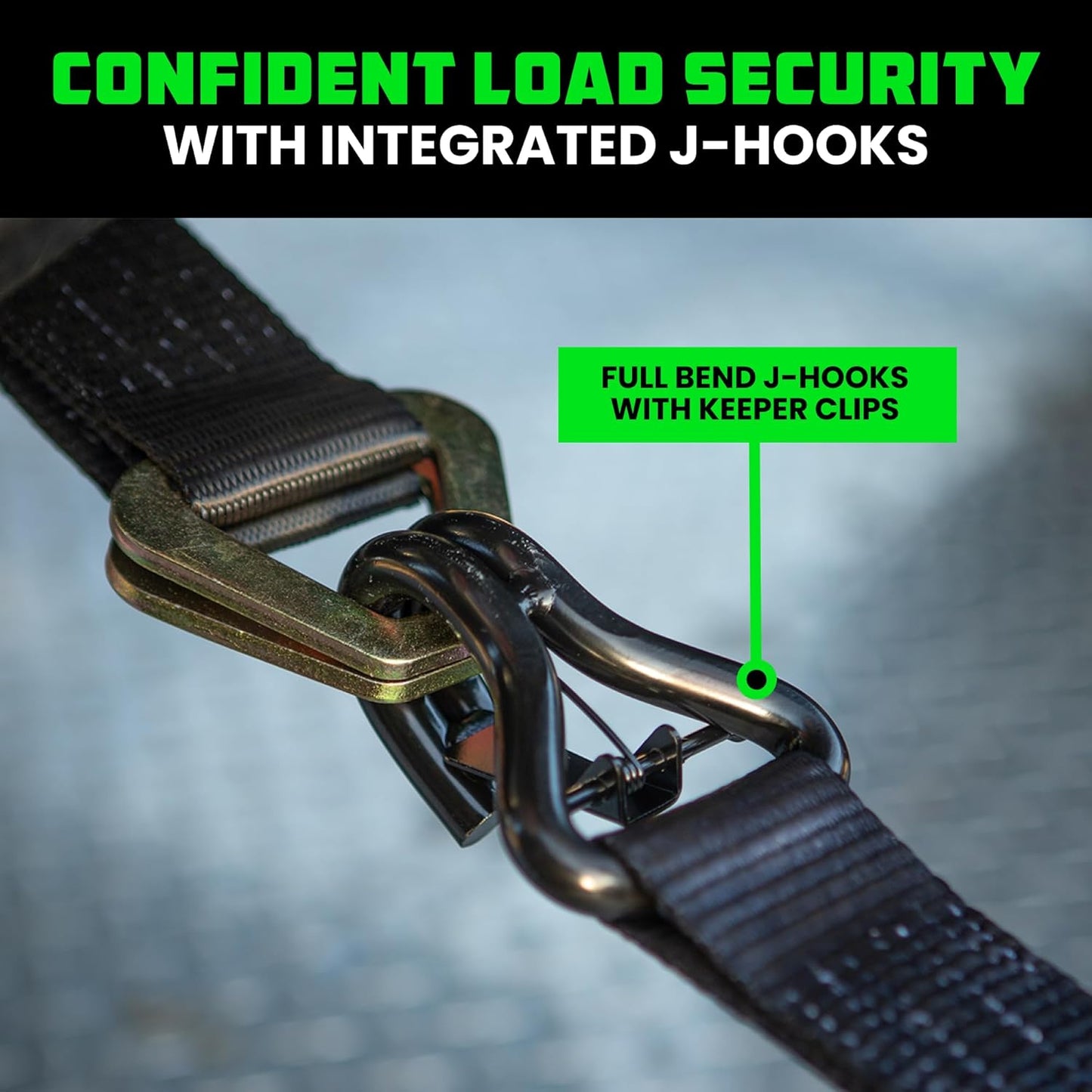 Rhino USA Car Tie Down Straps for Trailers with J Hooks (4-Pack) – 2" x8' (10,000lb Break Strength) – Heavy Duty Car Hauler Tire Straps with Axle Straps for UTV, Powersports & More – Black