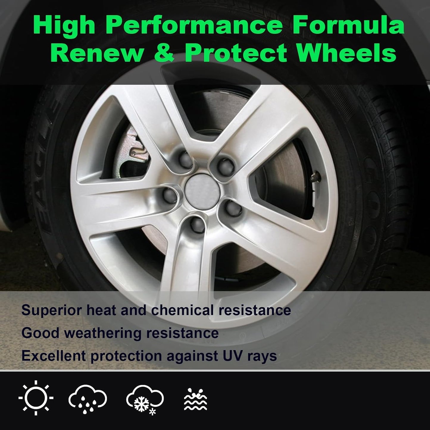 NADAMOO Aluminum Wheel Spray Paint, Semi-gloss Aerosol Car Rim Paint for Recolor and Protection of Metal Surface, Silver, 4 Cans, 13 Oz Per Can