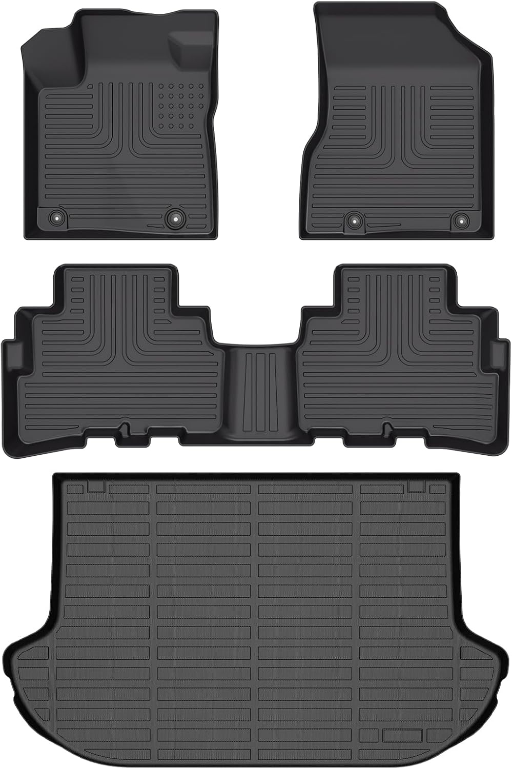 Wayhigh-All Weather Floor Mats and Cargo Mat Set Fit for 2017.5-2024 Nissan Murano, TPE Car Mats Waterproof Heavy Duty Rubber Floor Liners for for Nissan Murano Accessories- Black