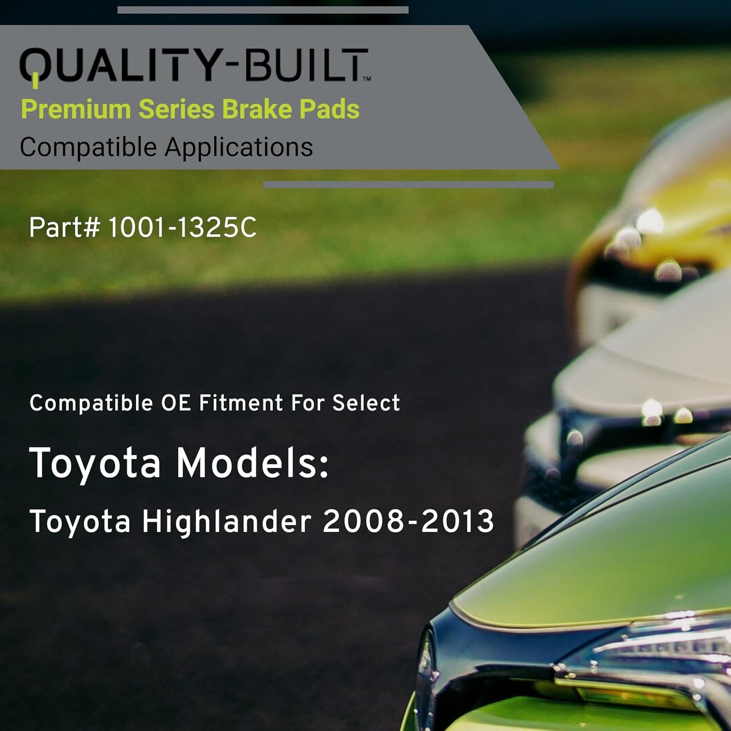 Premium Ceramic Rear Brake Pads (1001-1325C) Compatible with Toyota Highlander 2008-2013