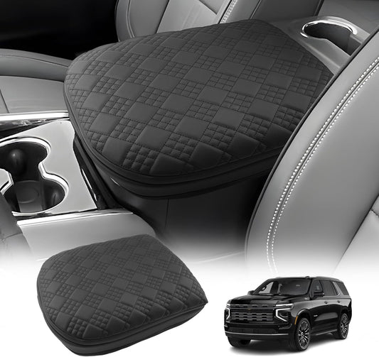 LUWU 2025 Suburban Tahoe Center Console Cover Compatible with 2025 Chevrolet Suburban Tahoe Accessories 2025 Chevy Suburban Tahoe Armrest Cover Armrest Console Cover (Thick Black)