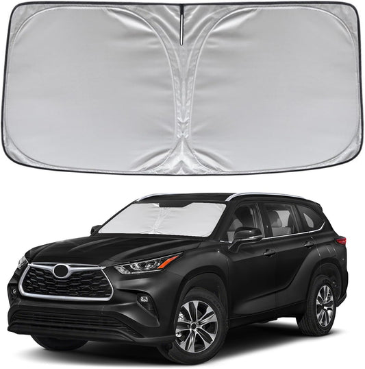 KAYZT Windshield Sun Shade for Toyota Highlander 2020-2025 2026 L LE XLE Limited Platinum Foldable Sunshade Front Window Custom Fit Accessories