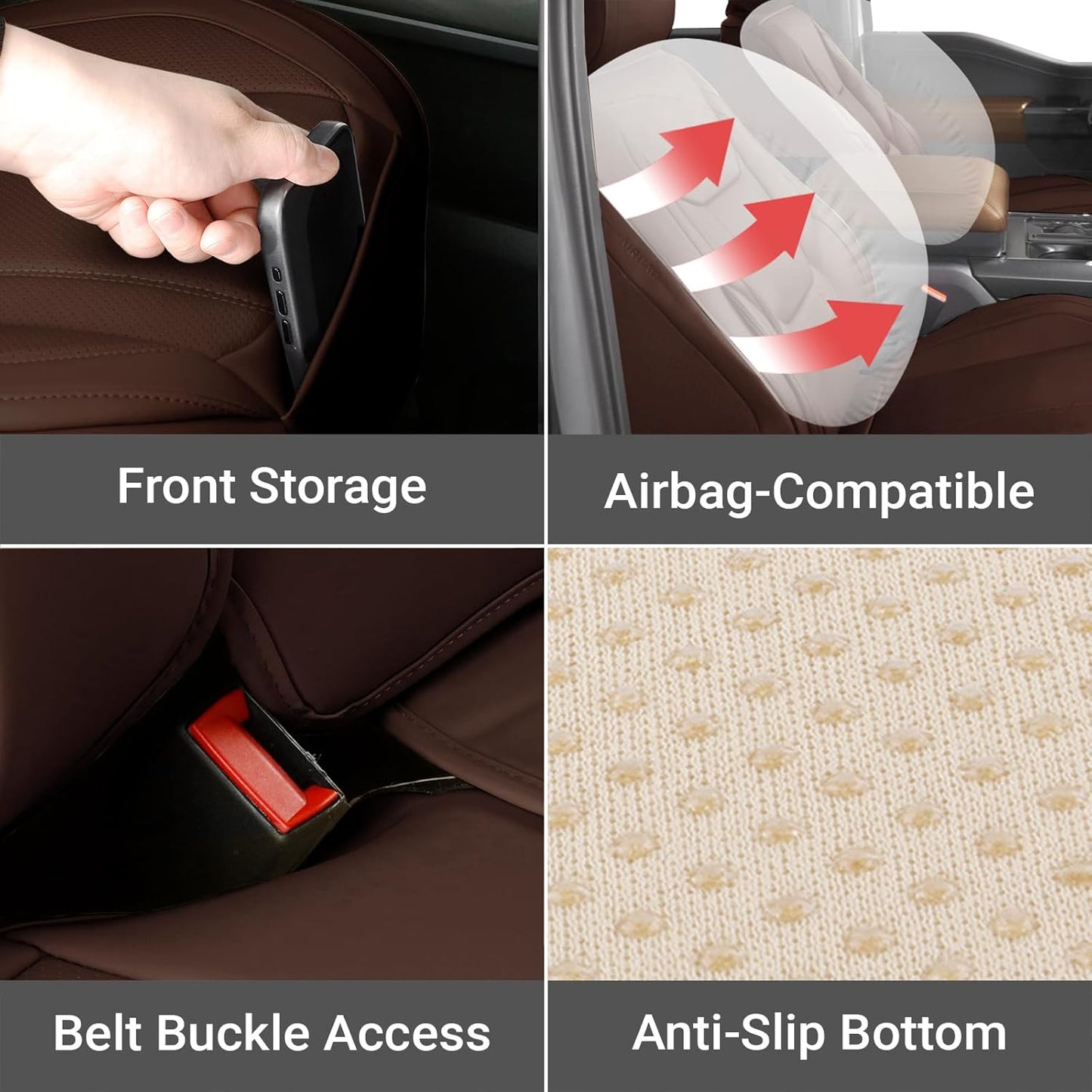 Coverland Custom Car Seat Covers Compatible with 2007-2013 Sierra 1500 Extended Cab - Premium Leather Non-Slip Waterproof Cover Interior Protector Full Set-Dark Brown [See Size Chart-Size X115]