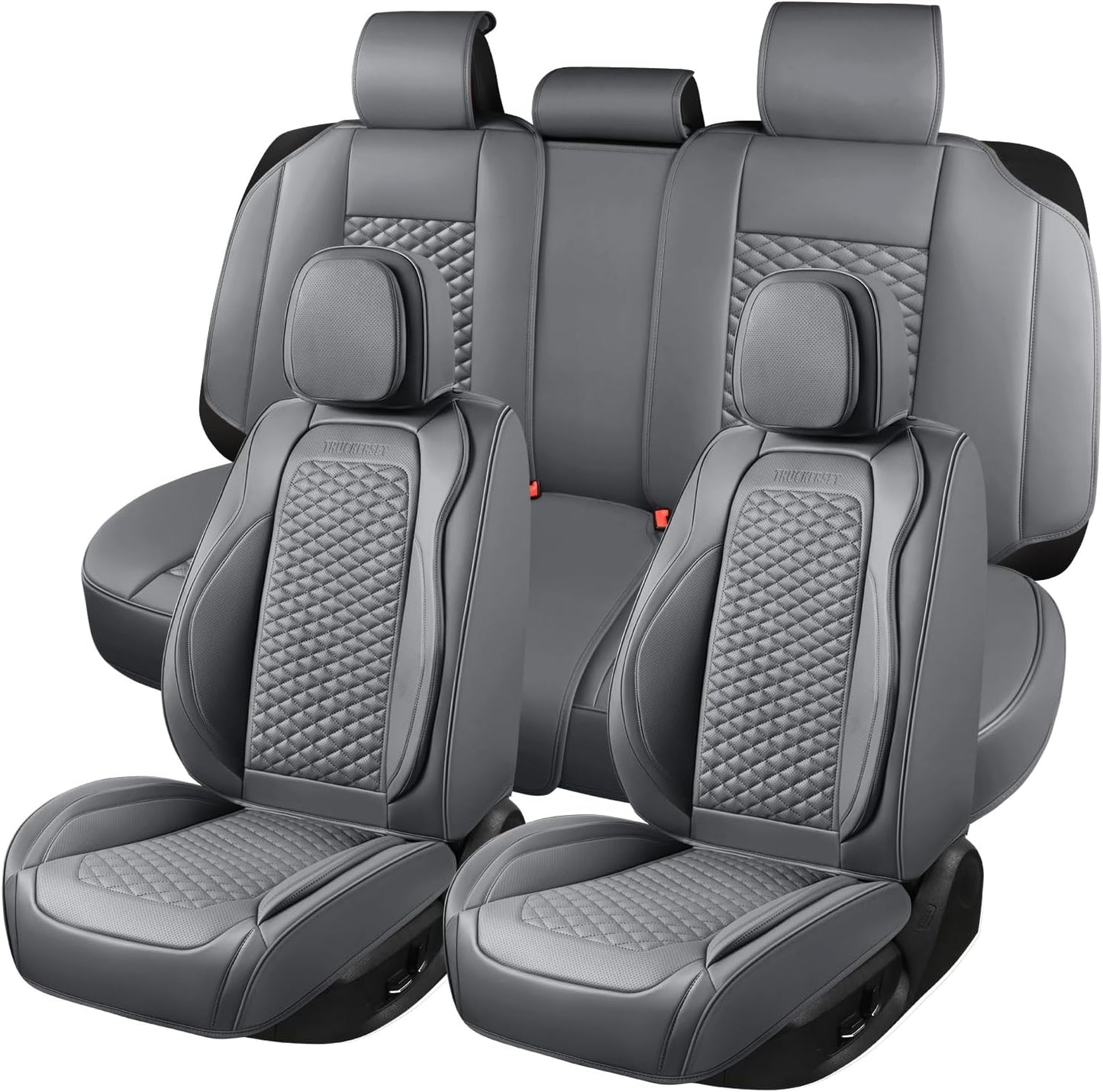 Car Seat Covers Full Set Leather Seat Covers Automotive Seat Covers Universal Car Seat Cover for Most Cars Gray
