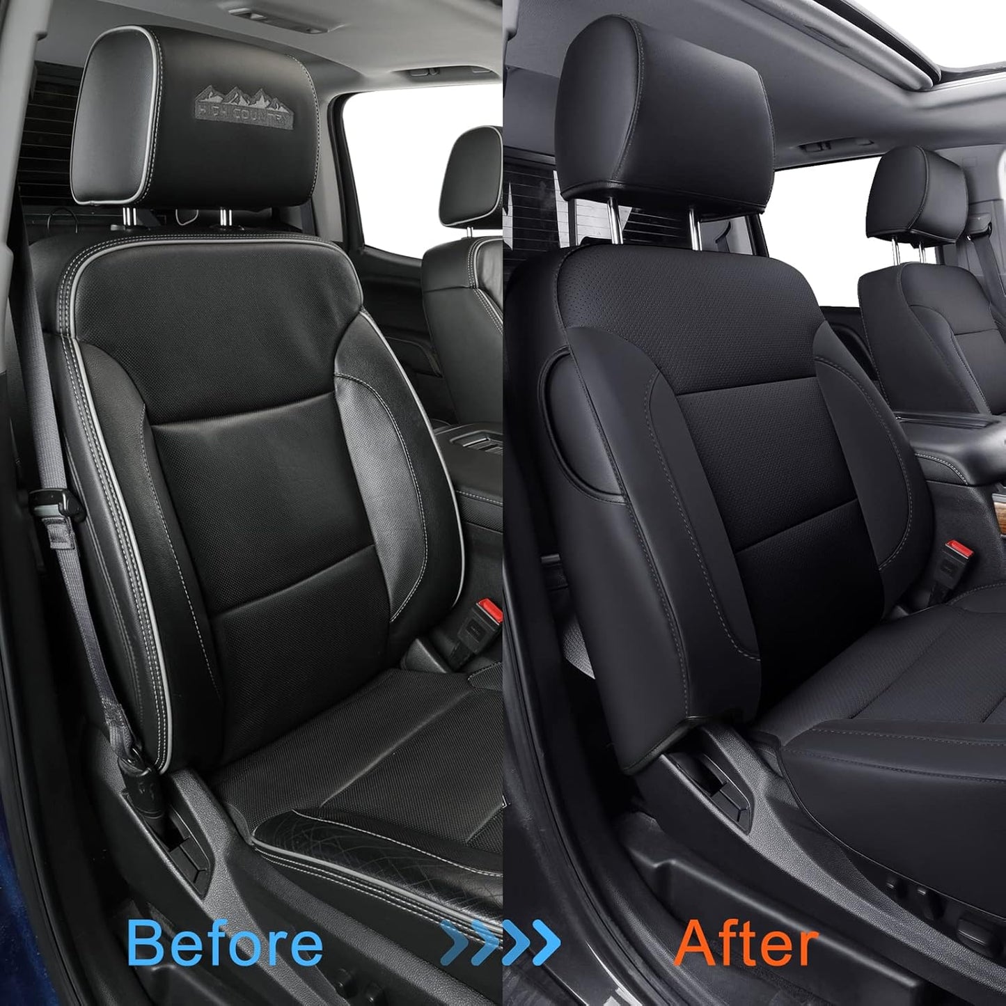 LUCKYMAN CLUB Custom Fit Seat Covers for 2014-2018 Chevy Silverado Sierra 1500 Extended Cab, 2015-2019 Silverado Sierra 2500 3500 Extended Cab (Black)