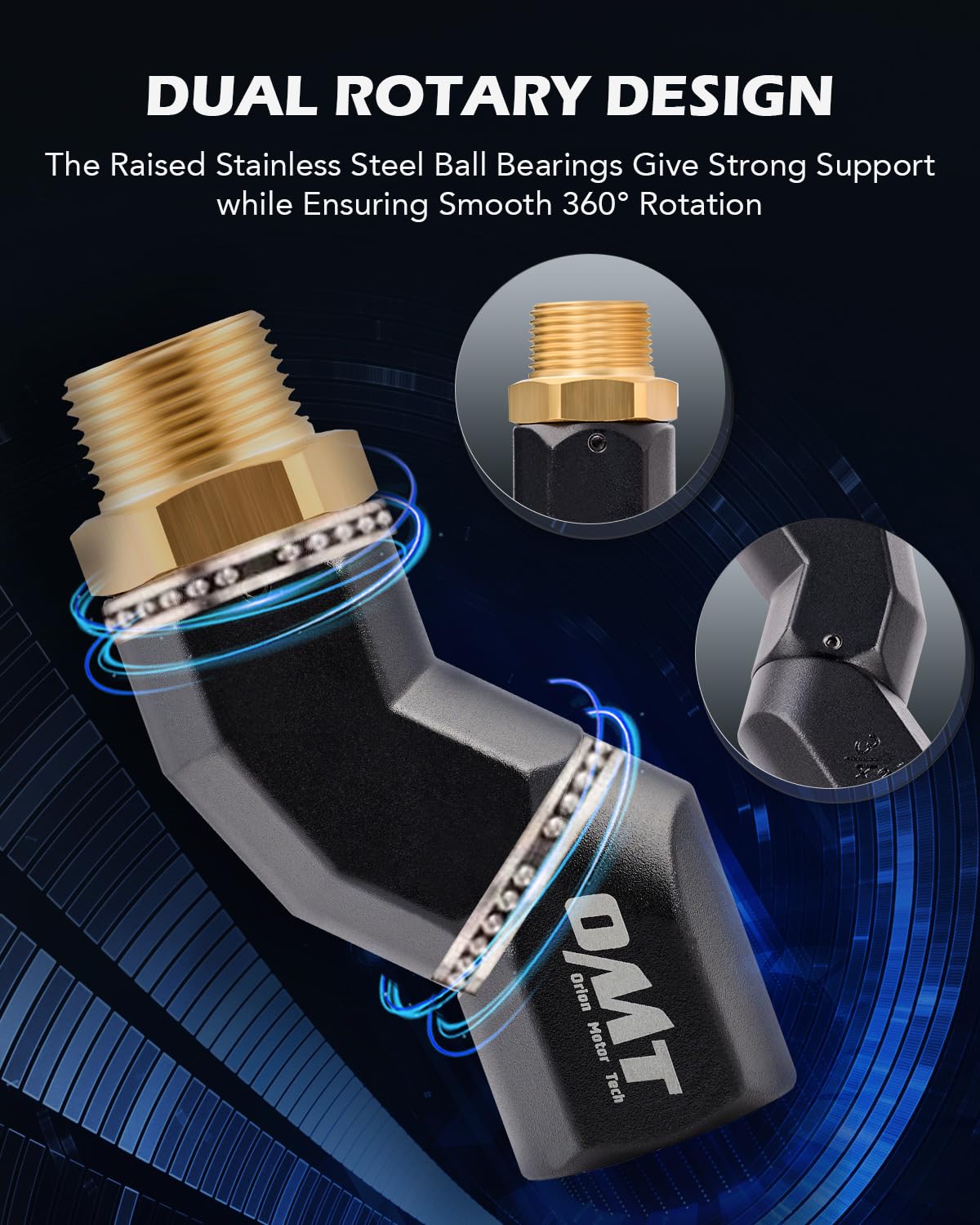 Orion Motor Tech Fuel Hose Nozzle Swivel, 3/4" Dual NPT Threads Fuel Transfer Swivel Multi Plane 360 Rotating Fuel Tank Fuel hose Connector for Fuel Pump Hose Nozzle Transfer Diesel Gasoline Kerosene