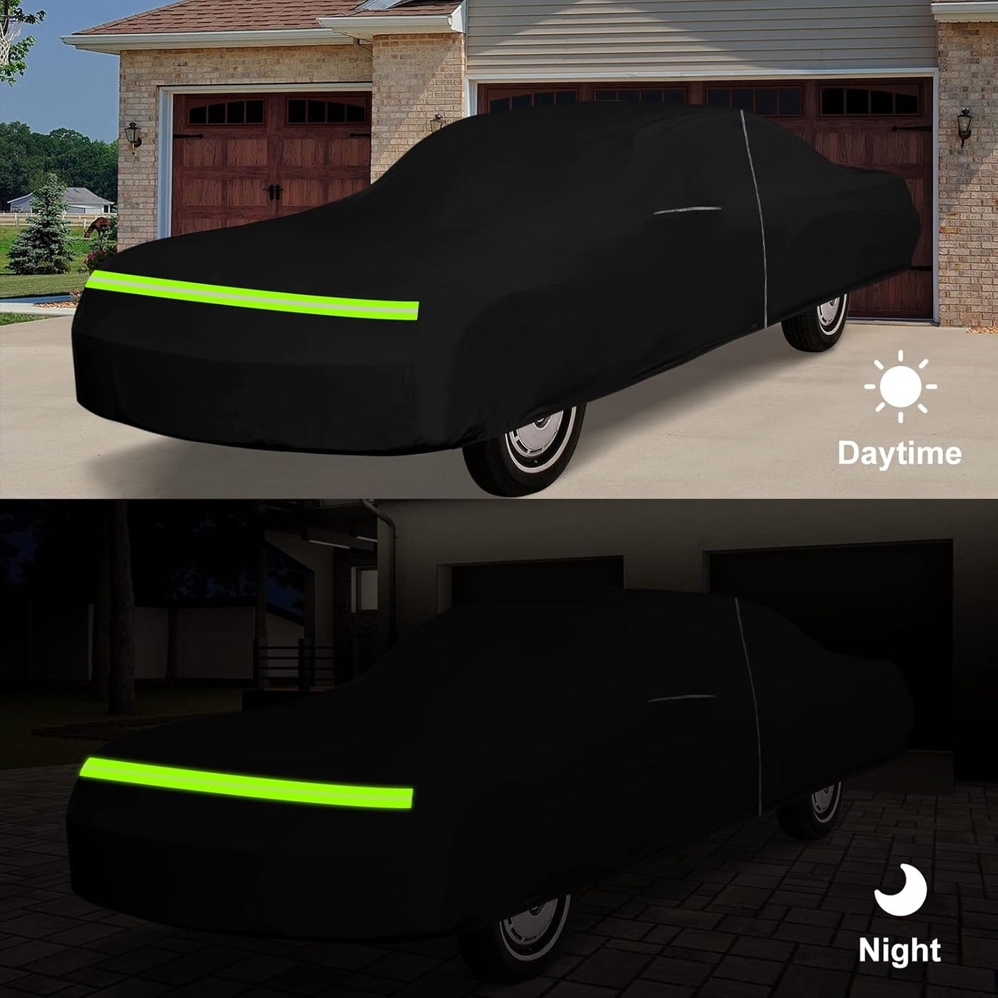 Waterproof Car Cover Compatible with Chevrolet Impala/Bel Air/Biscayne 1971-1976 2 & 4-Door Sedan/Couple/Hardtop 210T All Weather Classic Car Covers with Zipper Door for Snow Rain Protection