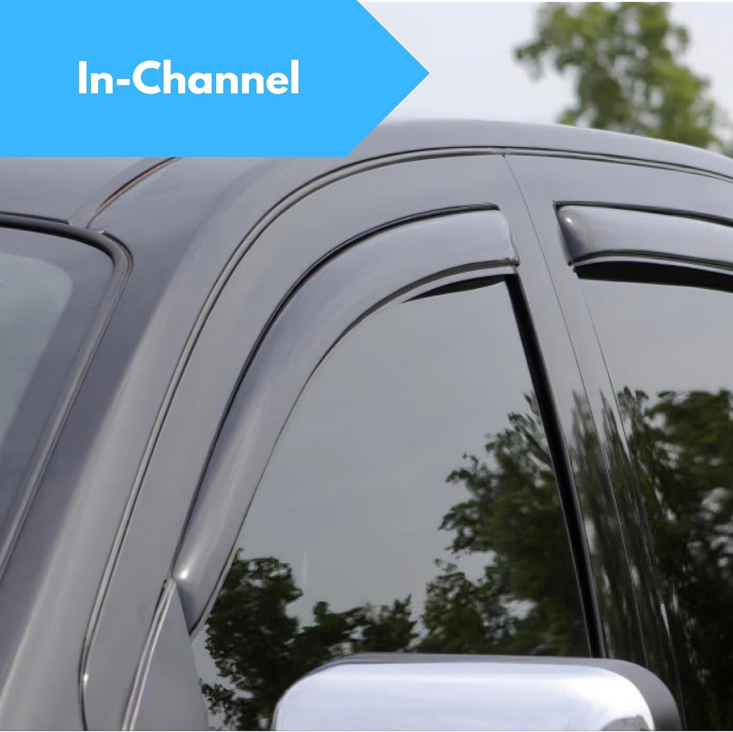 KPY Window Visor Compatible with Toyota Tundra Double Cab 2007-2021, Rain Guard Side Window Vent Deflectors in-Channel Style, 2008 2009 2010 2011 2012 2013 2014 2015 2016 2017 2018 2019 2020 2021