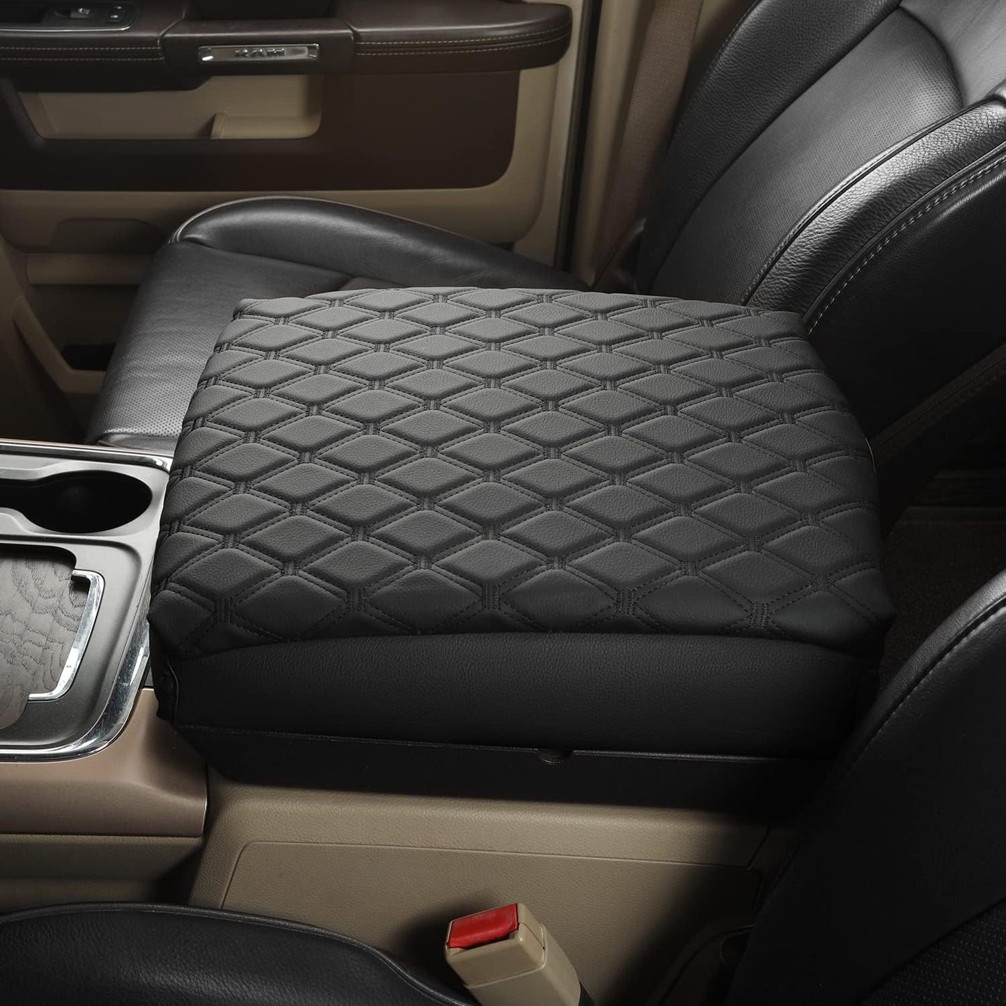 GIANT PANDA Center Console Cover Armrest Cover Cushion Fits Dodge RAM 1500 2500 3500 2009 2010 2011 2012 2013 2014 2015 2016 2017 2018, Scratch Resistant and Waterproof, Black