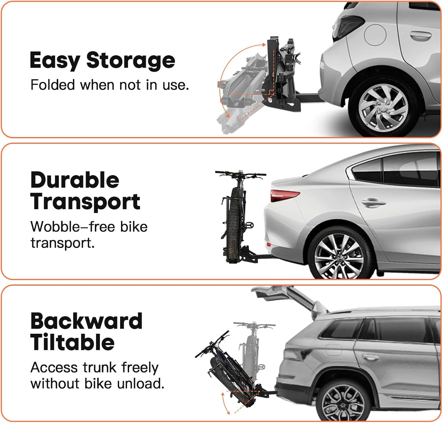 MagRack X1 Hitch 1 Ebike Rack, 100 lbs Capacity Electric Bike Carrier with 2 Arms, Foldable Bike Racks for Tow Hitch Up to 3.5-in Fat Tire 2" Receiver w/Lock