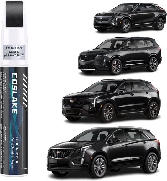 Car Touch Up Paint(Stellar Black Metallic(GB8/WA384A)) for Cadillac, Car Paint Scratch Repair Kit, Quick & Easy Solution to Repair, 2 in 1 Scratch Remover Pen with 2PCS Disposable Micro Applicators