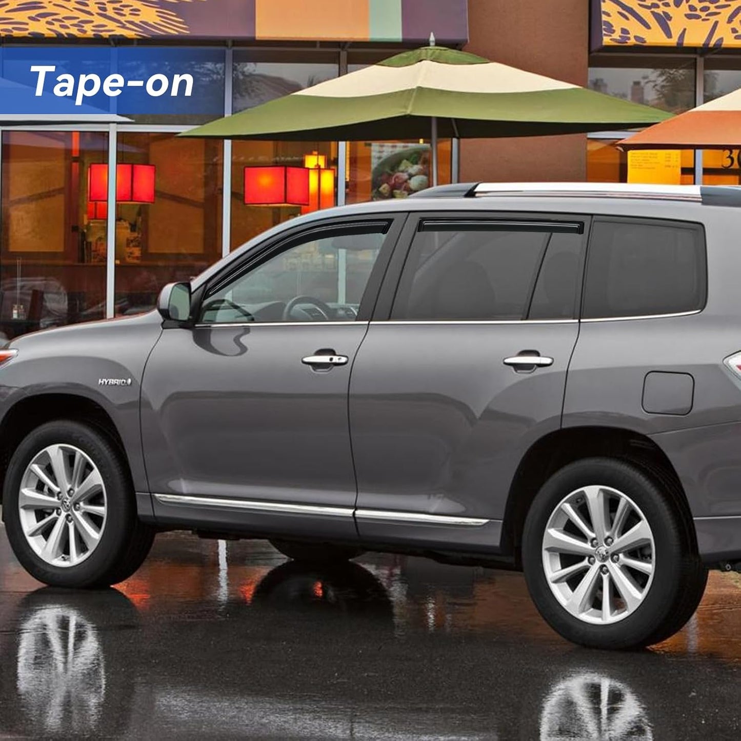 Window Visors Rain Guards Shield for 2008-2013 Toyota Highlander, Out-Channel Window Vent Wind Deflectors Visors Shades for 08-13 Highlander Hybrid