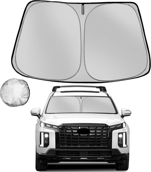 Windshield Sun Shade for 2020-2025 Hyun-dai Palisade Foldable Sun Sunshade for Car Front Window Blocks UV Rays and Heat Automotive Interior Protector Custom Fit Accessories