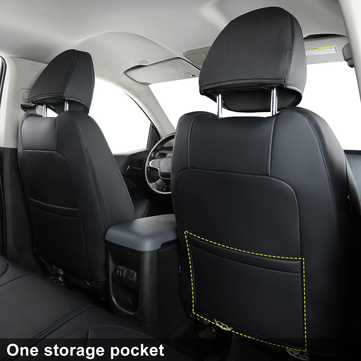 LUCKYMAN CLUB 2 Front Chevy Colorado Seat Covers, fit for 2023 2024 2025 Colorado Crew Cab Z71 LT ZR2 Work Truck with Faux Leather (Black 2 pcs)