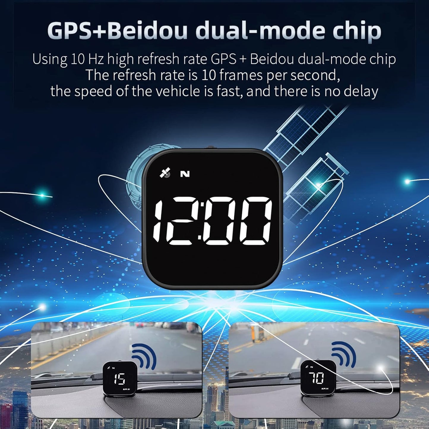G4S Digital GPS Speedometer, Car HUD Heads Up Display with Digital Speed in MPH KPH, Overspeed Alarm, Driver Fatigue Reminder, Multifunction Speedometer Universal for All Vehicle, Fuel Cars