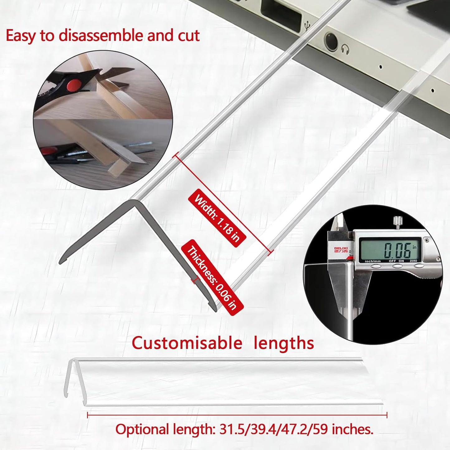 Wall Corner Protector - 2PCS, 31.5"x1.18" - Self Adhesive Clear Corner Protectors for Walls, Cabinet Doors, Edge Protector Trim; Easy to Install Corner Guards for Walls (80cm x 3cm)