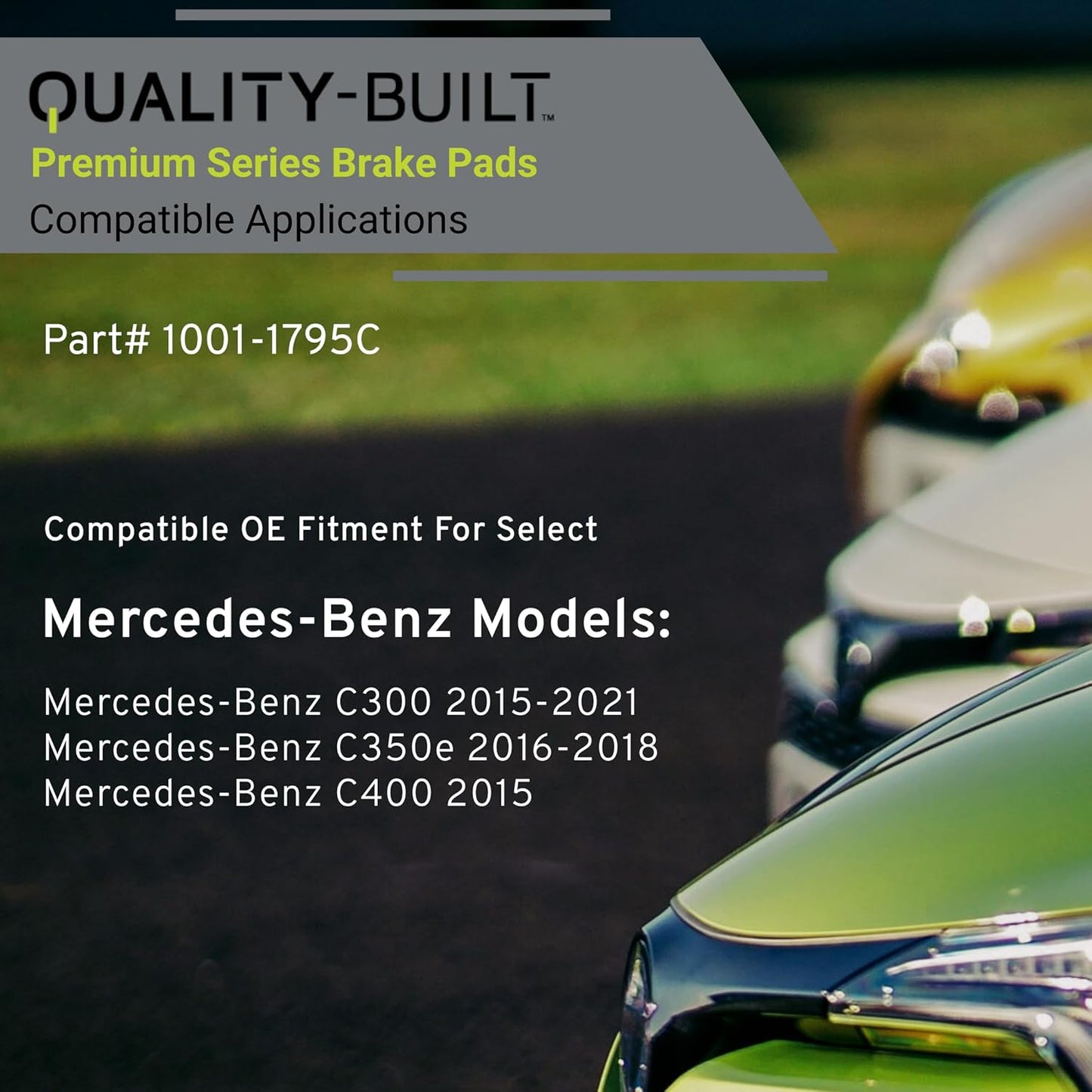 Premium Ceramic Rear Brake Pads (1001-1795C) Replacement for Mercedes-Benz C300 2021-2015, C350e 2018-2016, C400 2015