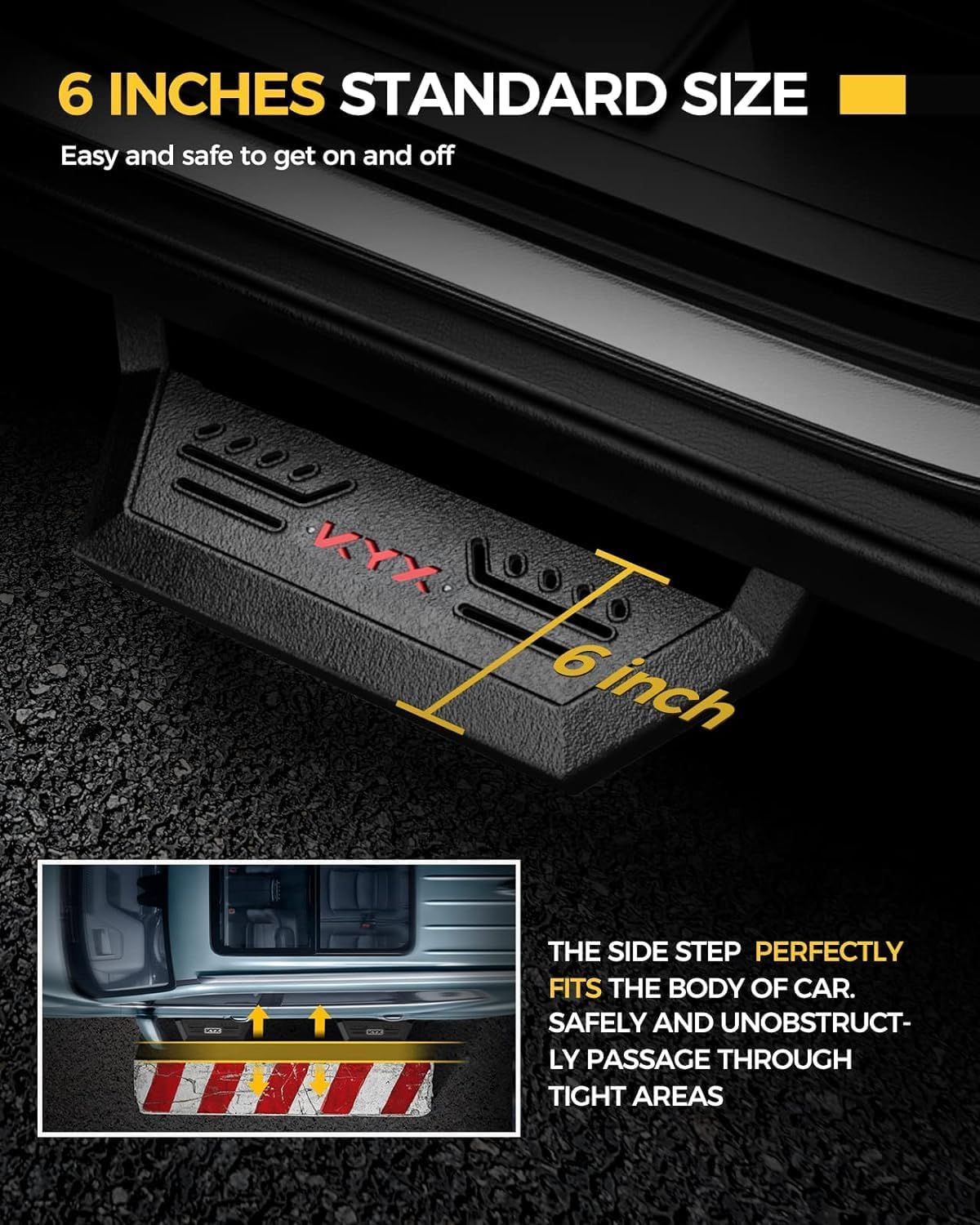 KYX Running Boards for 2015-2025 Ford F150 SuperCrew Cab/ 2017-2025 Ford F250 F350 SuperDuty Crew Cab, 6 inches Side Steps Nerf Bars Truck Step Rails