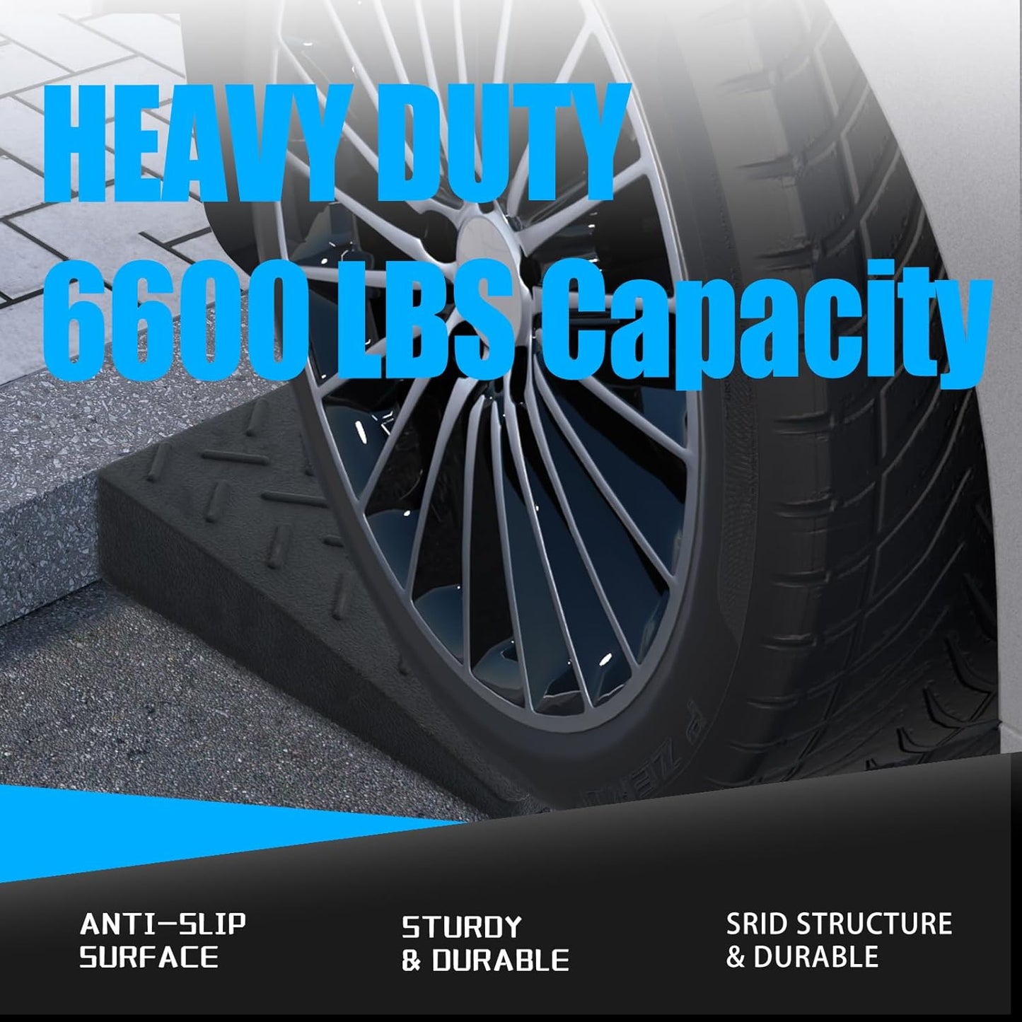 Heavy Duty Rubber Curb Ramps, 2'' Rise, 2 Pack, 6600 LBS/3T Capacity, for Driveway, Loading Dock, Bike, Vehicle, Warehouse, Sidewalk, Wheelchair