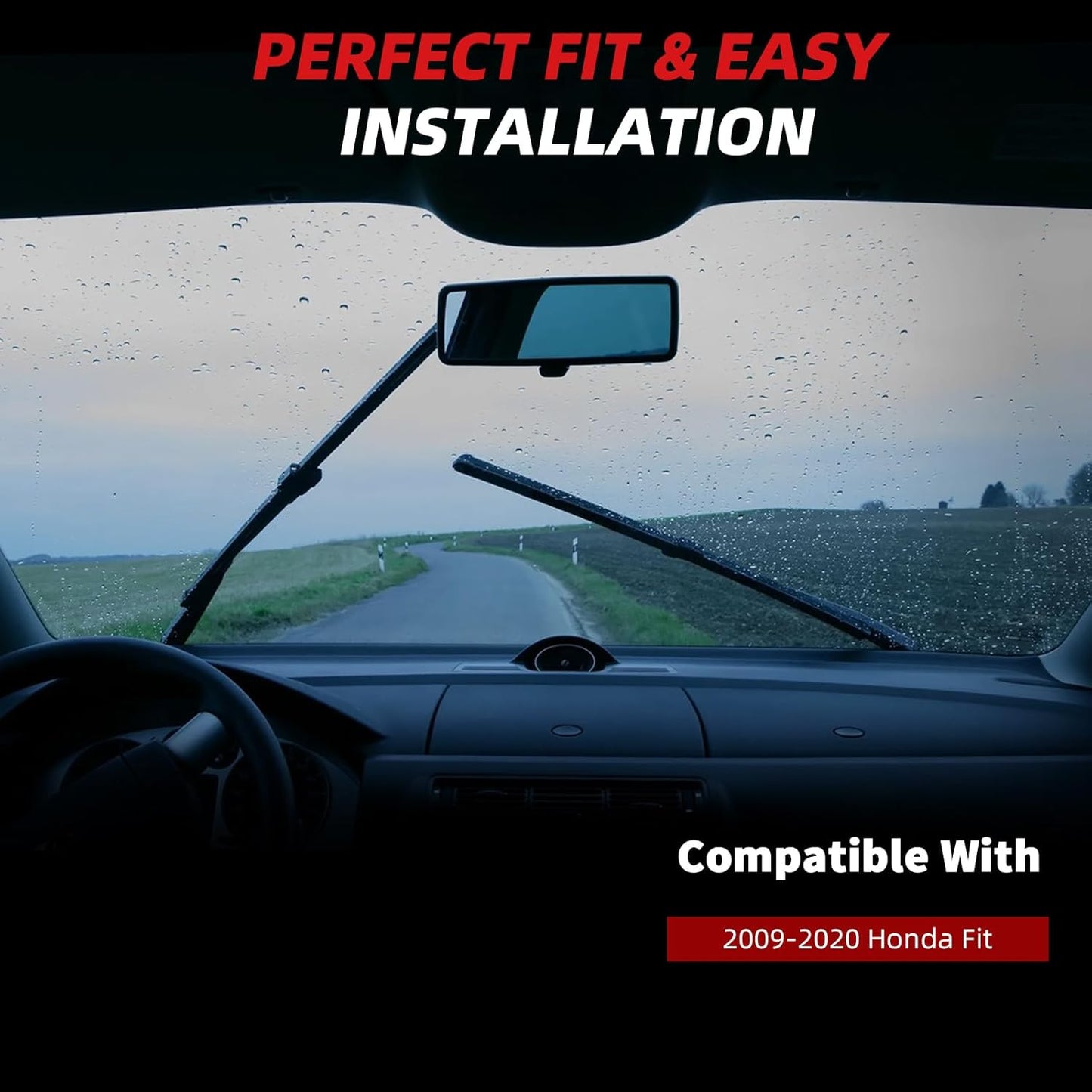 OTUAYAUTO Premium Windshield Wiper Blades - Replacement for Honda Fit 2009-2020 - Precision Fit, All-Weather Performance, Front and Rear Wiper Blades, U Hook - 28"+14"+14" (Pack of 3)