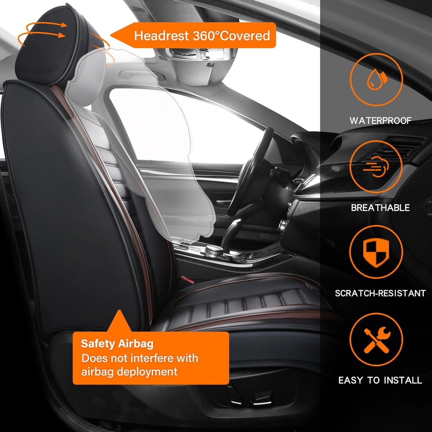 Car Seat Covers,Car Seat Protector Waterproof,Seat Covers Front, Car Seat Protectors,Automotive Seat Covers Fit for Most Cars Brown