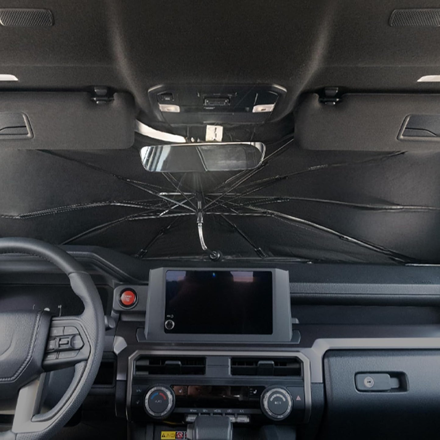 Umbrella Sunshade for Toyota Tacoma Accessories 2024 2025, for 4Runner 2025, Foldable Windshield Cover Sun Shade Umbrella Visor with UV Block Windshield (for Tacoma 2024-2025