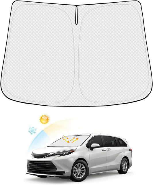 Windshield Sun Shade for Toyota Sienna 2021-2025 2026 Accessories Thicken 6-Layer Front Window Sunshade Cover Sun Visor Protector Foldable Block UV Rays Keep Vehicle Cool