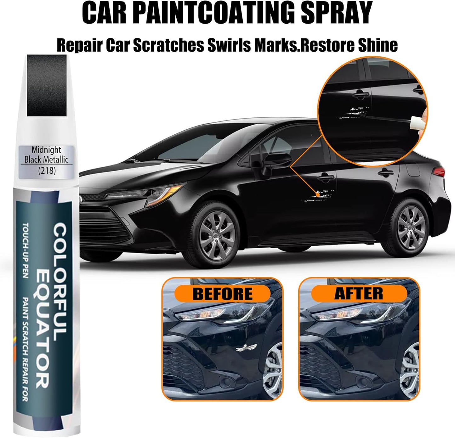 218 Attitude/Midnight Black Metallic Touch Up Paint for Toyota, Car Paint Pen Scratch Repair Two-In-One Touch Up Paint, Premium Car Scratch Remover for Deep Scratches