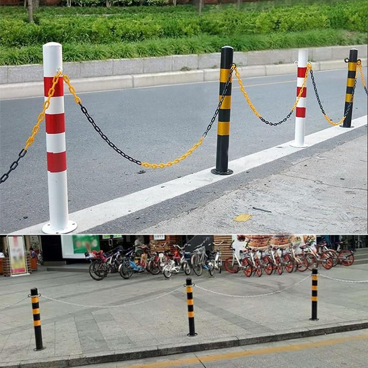 Safety Barrier Bollard for Driveways, Parking Bollard for Warehouse, Traffic Barricade Cones, Parking Stopper for Garage, for Construction Sites etc(Black (4PCS))