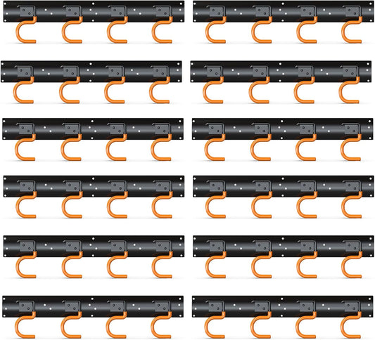 3-H 12×16" All Metal Garden Tool Organizer Wall Mount, Broom Holder Wall Mount for Garage, Shed, Garden, Basement Hanging and Organizing Rake, Mop, Shovel, Hose (12Pack)