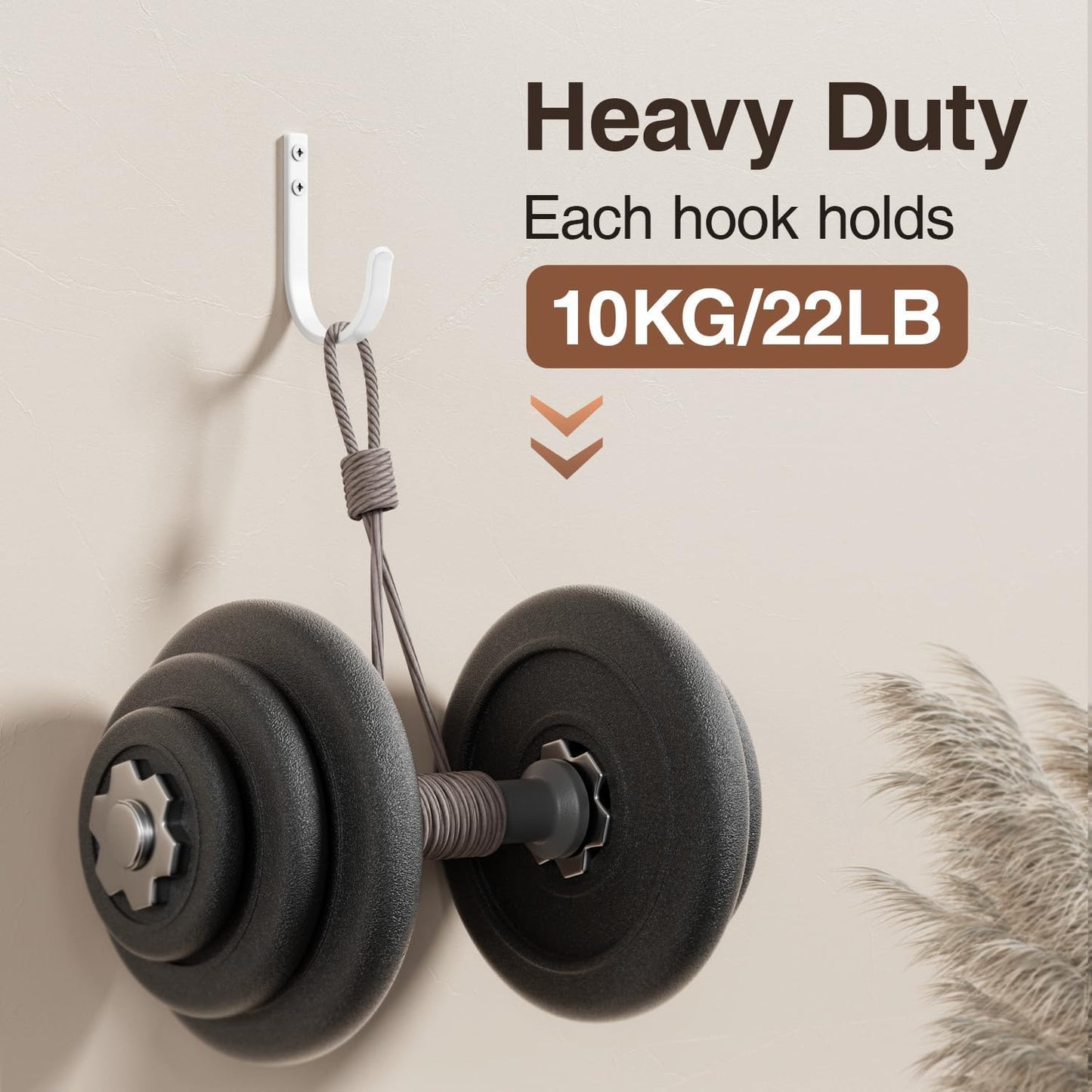 Wall Hooks for Hanging Towel/Coat - 22LB Screw in Metal Hanger Wall Mount, for Outdoor, Closet, Door, Bathrooms, for Backpack, Robe, White 20 Pack