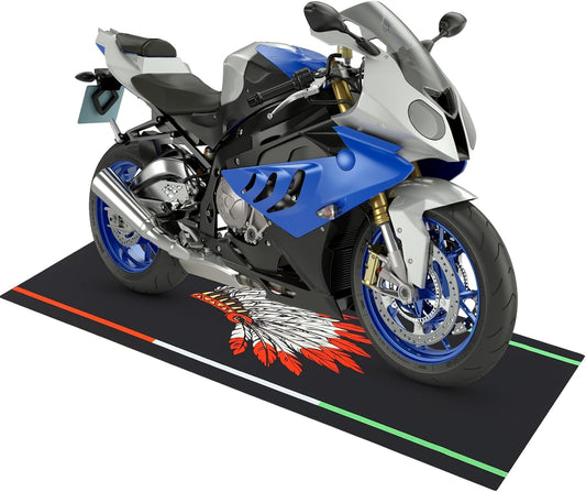 Motorcycle Mat 78 x 31 Inch Garage Floor Rug Washable Parking Mats for Garage Floors Non Slip Oil Absorbent Pad Rubber Backing Layer Protects Floor from Spills Drips Stains(Indian Style)