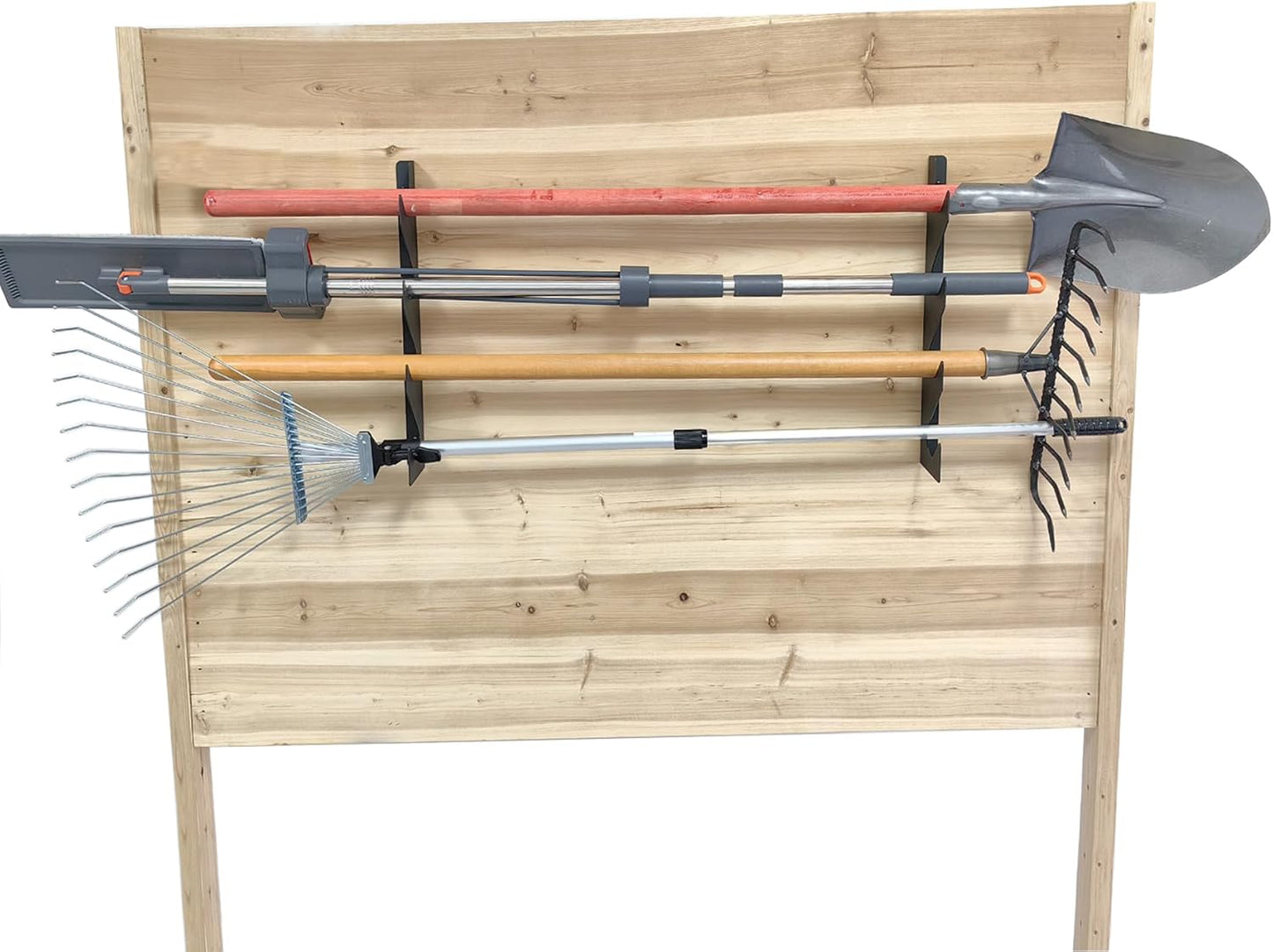 Wall Mount Garden Storage Tool Organizer, Heavy Duty Shed Tool Organizer for Shovels and Rakes, Tool Rack for Garage Organization & Storage, Holds 150 lbs Black