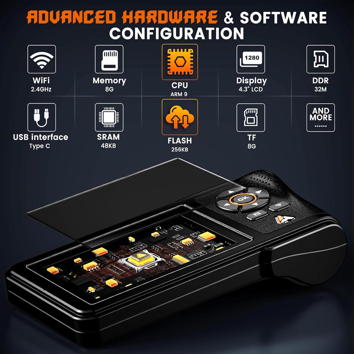 ANCEL HD430 Heavy Duty Truck Scanner, DPF Reset & Forced Regeneration for Cummins & Caterpillar Engine, Full System HDOBD Diesel Scanner OBD2 Diagnostic Scan Tool Code Reader for Diesel Trucks & Cars