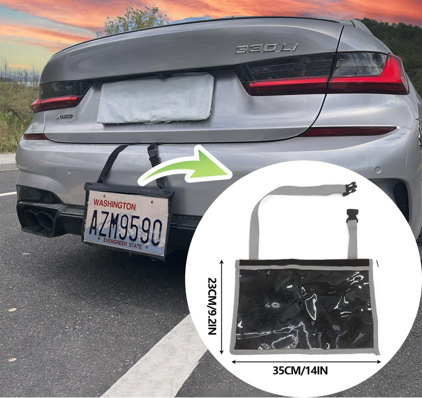License Plate Holder with Hanging Strap, Test Drive Tag Bag, Dealer Plates License Frame Cover, for Car SUV Truck (Grey, 1)