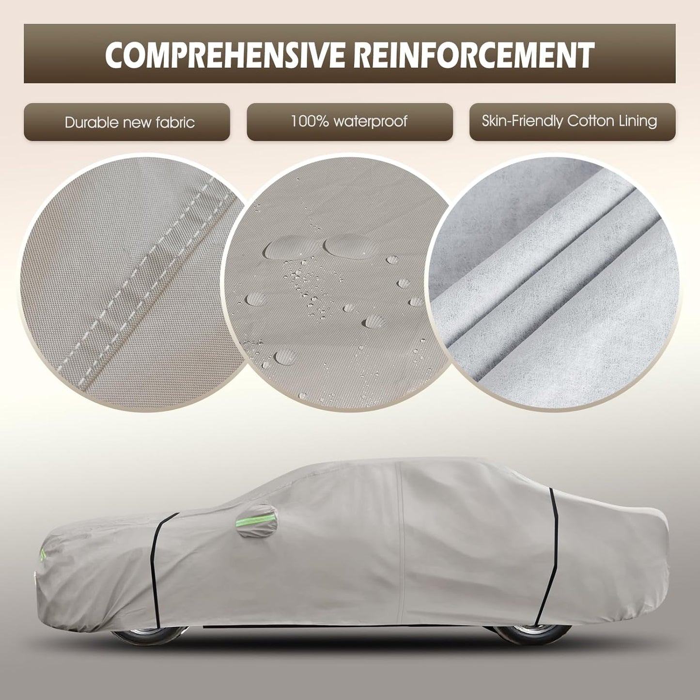 Migaven 6 Layers Car Cover Custom Fit for Dodge Challenger 2008-2025, Waterproof Full Exterior Cover Rain Sun Protection with Door Zipper