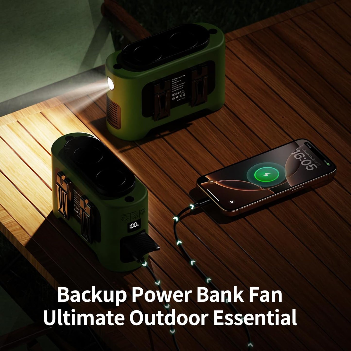 Socool Portable Car Fan - 14500mAh Rechargeable Battery Opearated, Clip on Car Seat Headrest 360 Rotatable, 5-Speed Backseat Fans for Baby Rear Facing Cooling with Dual Air Outlets for SUV RV Truck