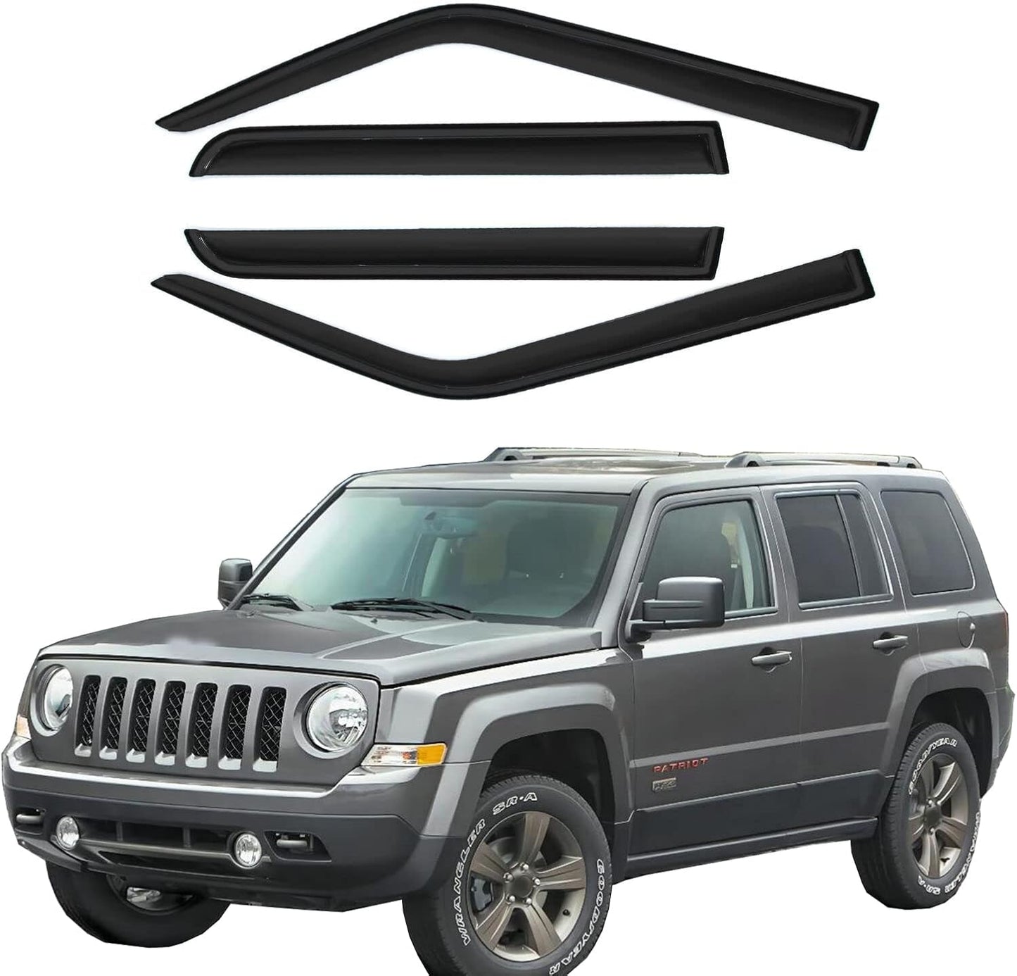 Smoke Sun/Rain Guards Window Visors Compatible with 2007-2017 Jeep Patriot Wind Deflector 4pcs