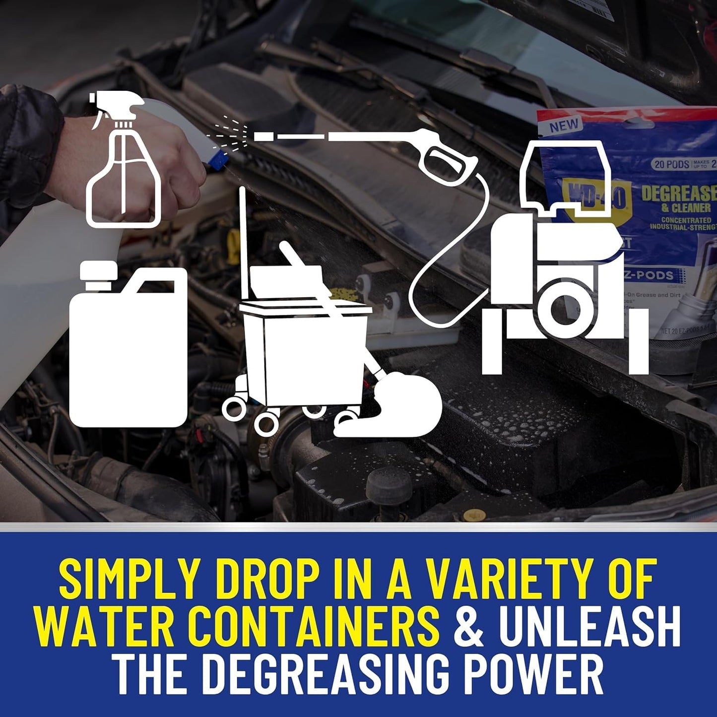 WD-40 Specialist Degreaser and Cleaner EZ-PODS, Customizable Industrial-Strength Concentrate, Multi-Surface Cleaning Solution, Cleans and Degreases BBQ, Patio Cleaner,1-Pack of 5 PODS