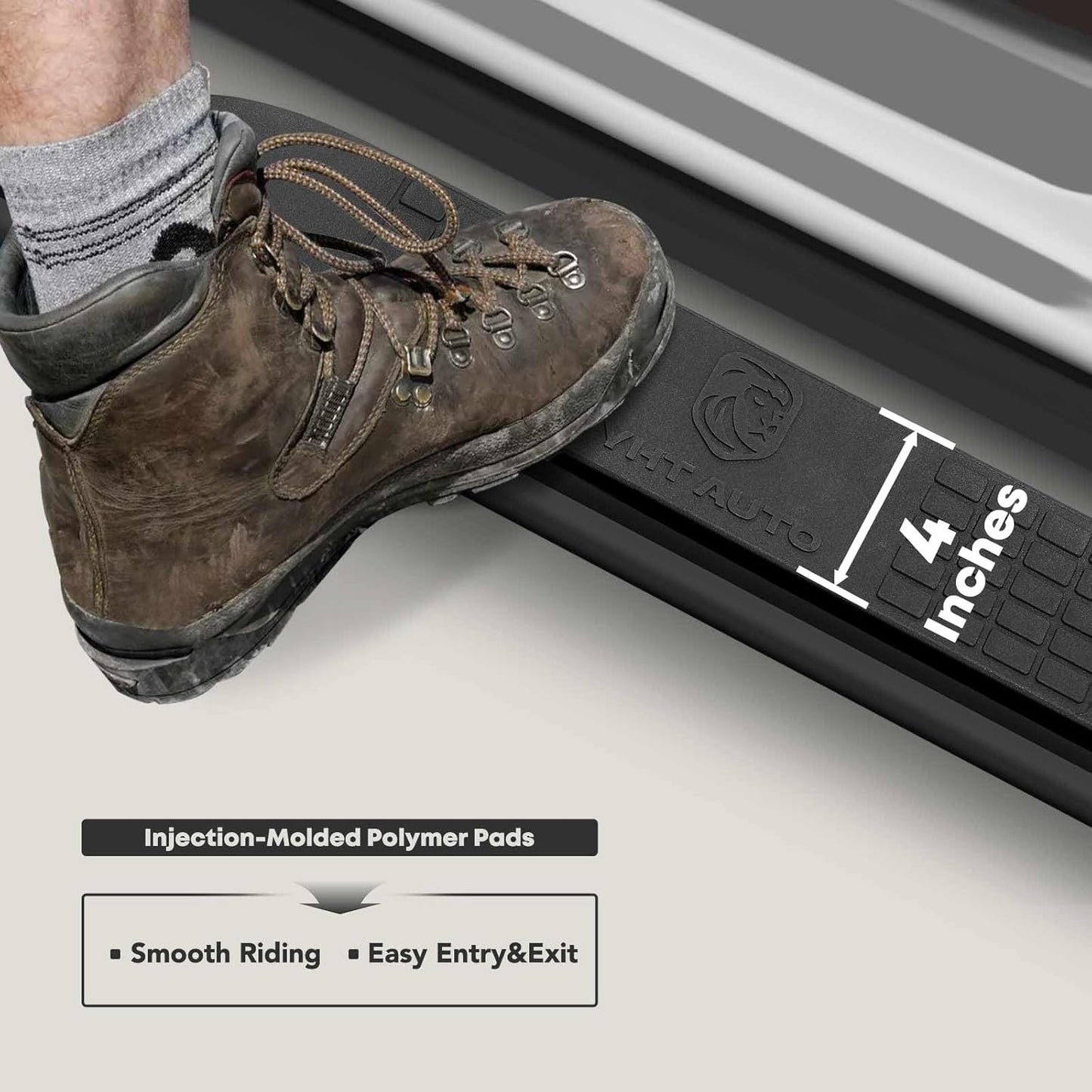 YHTAUTO 4 Inch Running Boards Side Steps Fit Chevy Silverado & GMC Sierra 1500/1500LTD/2500 HD/3500 HD 19-24, Standard/Regular Cab, Oval Bent Ends Carbon Steel Black Powder, Truck Cab Side Step Rails