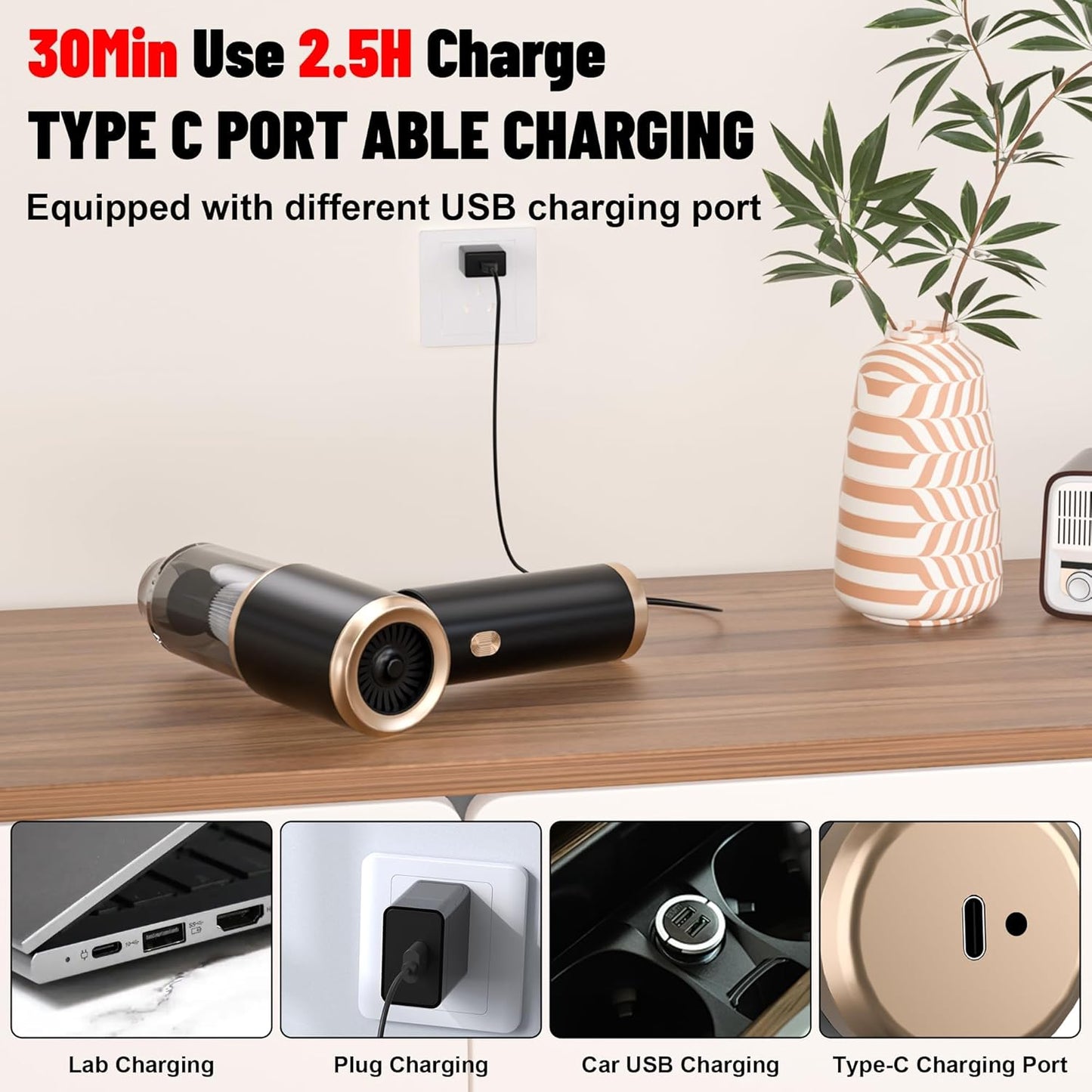 Cozylady Handheld Car Vacuum Portable Cordless, 16000PA High Power 4 in 1 Vacuum Cleaner & Air Duster & Air Blower with 4000mAh Brushless Motor and Multi-Nozzles for Car, Home, Office, Camping, Pet1