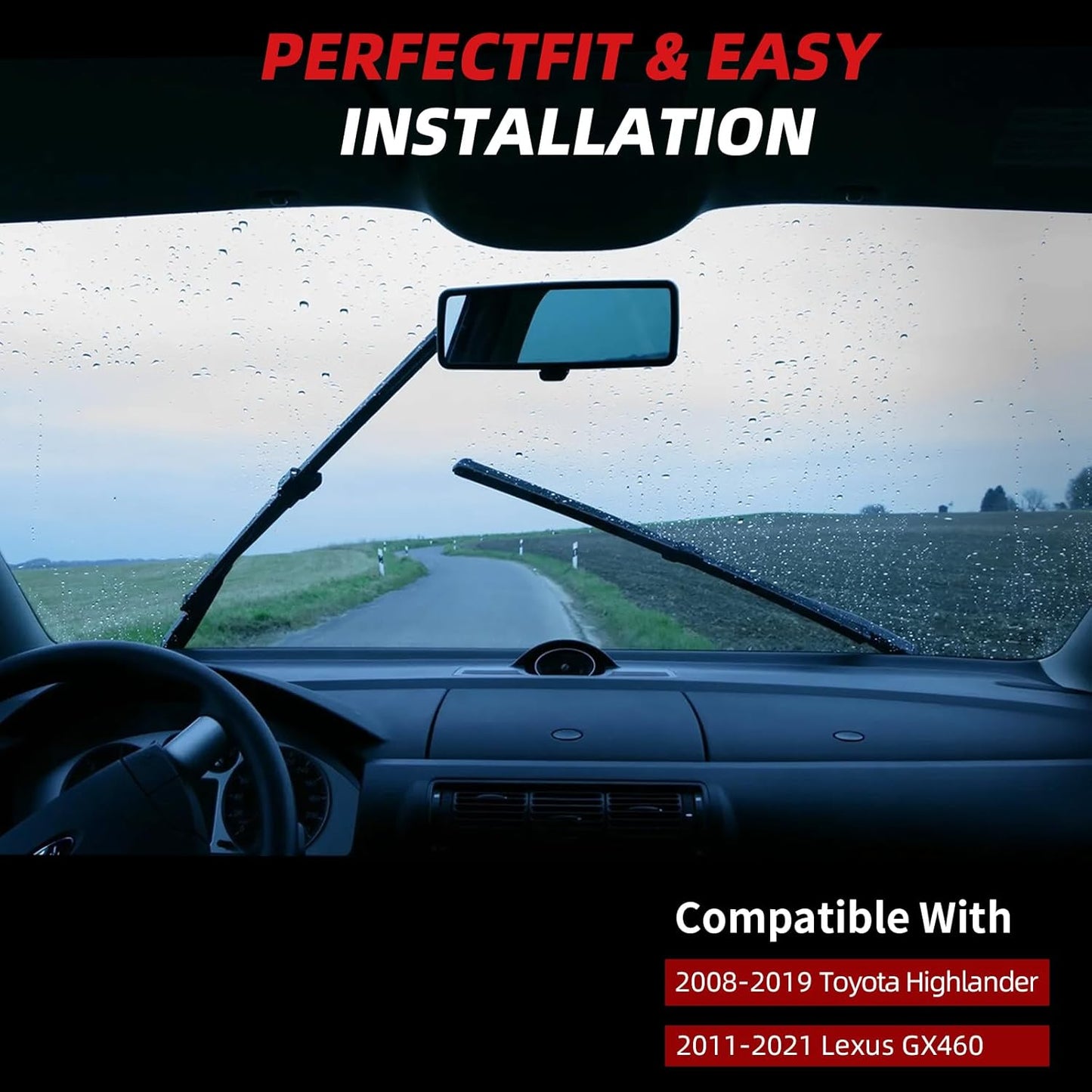 OTUAYAUTO Premium Windshield Wiper Blades - Replacement for Toyota Highlander 08-19, Lexus GX460 11-21, All-Weather Performance, Front and Rear Wiper Blades, U Hook - 26"+20"+12" (Pack of 3)