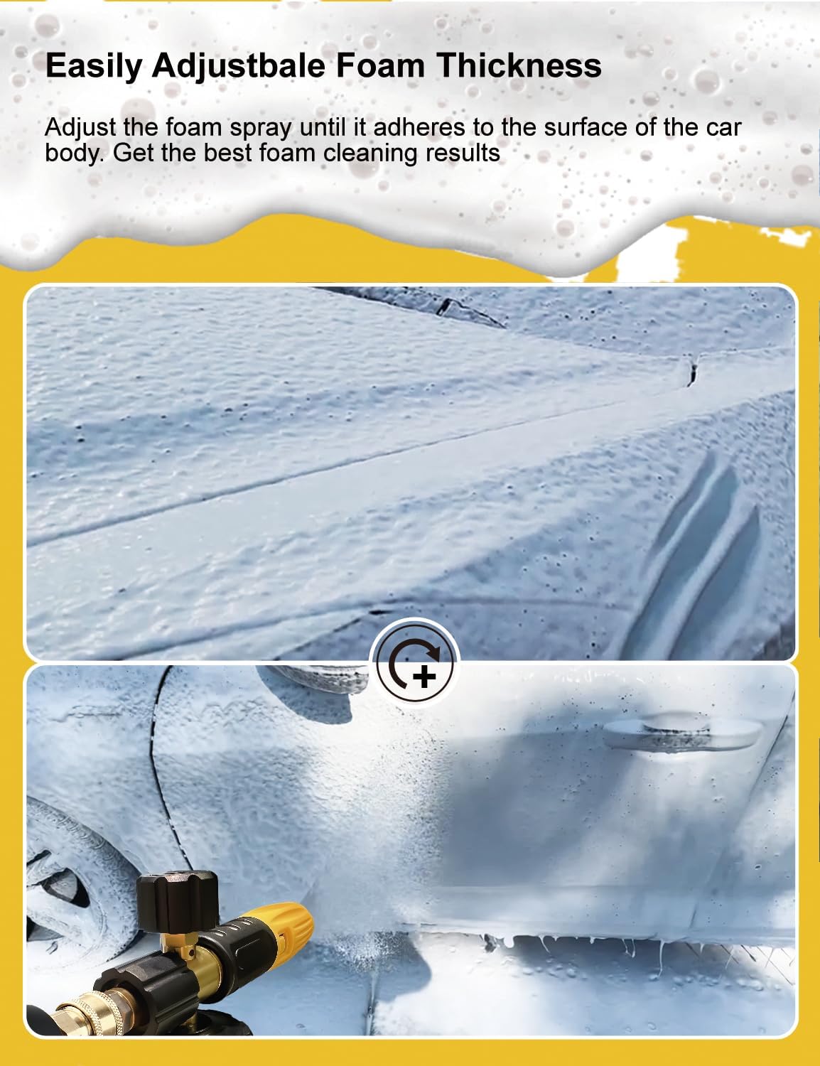 BOSEA Foam Cannon for Pressure Washer, Wide Neck Heavy Duty 4000PSI Adjustable Car Soap Dispenser for Pressure Washer with M22 and 1/4" Quick Connector, 1L Bottle