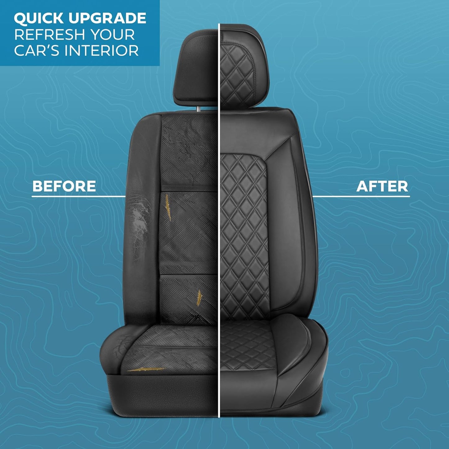 Elite Edition Faux Leather Seat Covers for Cars, Trucks, & SUV - 2 Black Car Seat Covers for Front Seats - Universal Fit Car Accessories Automotive Interior Cover Protector for Most Vehicles