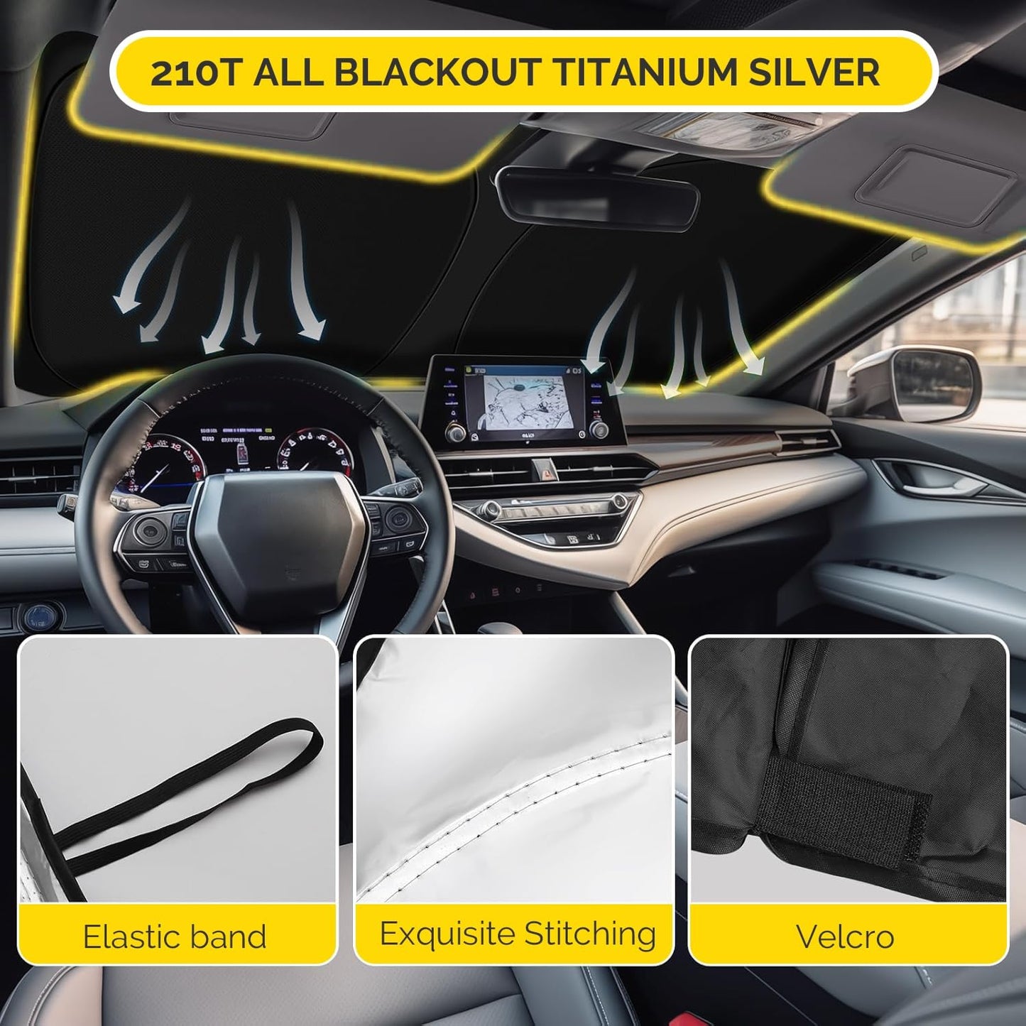 Car Windshield Sun Shade Compatible with 2018 2019 2020 2021 2022 2023 2024 2025 Chevy Equinox Accessories Windshield Cover Foldable Front Window Sunshade Custom Sun Visor Blocks UV Rays