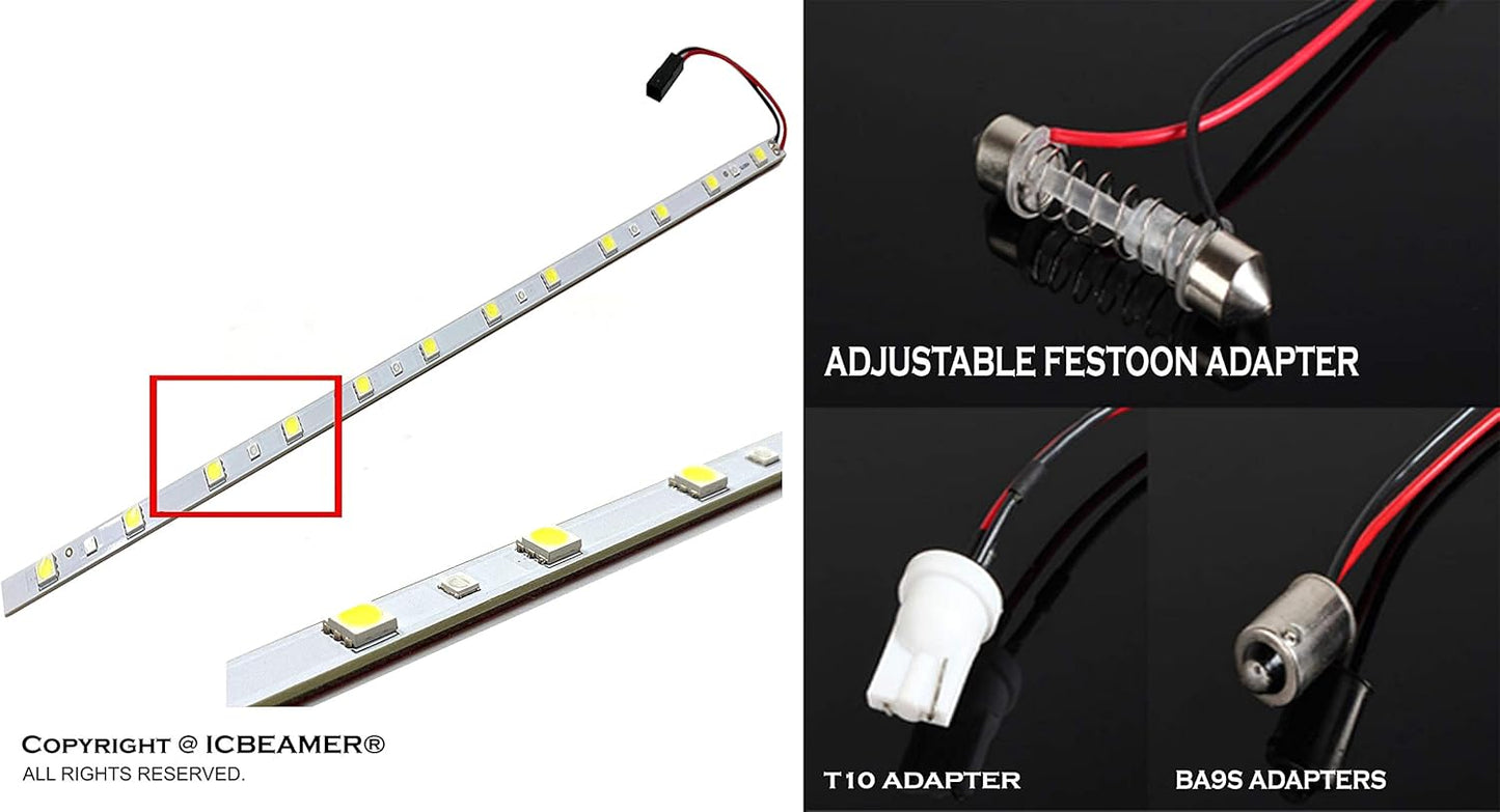 ICBEAMER 12" Color Changing from Blue to White 18 SMDs 5050 LED Light Strip for Fit Car Trunk Cargo Area Interior Ambient Illumination Decoration