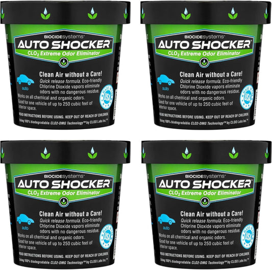 Auto Shocker Strong Quick Release Car Odor Eliminator, Eco-Friendly Smell Remover for Tough Odors in Vehicle Interiors, Up to 250 Cubic Feet (4-Pack)